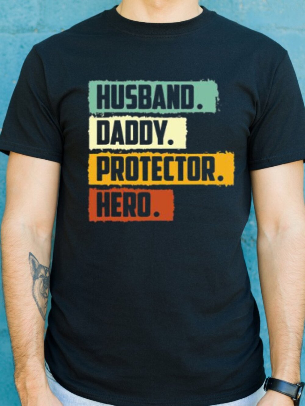 Husband Daddy Protector Hero Shirt, Father's Day Graphics Design Shirt